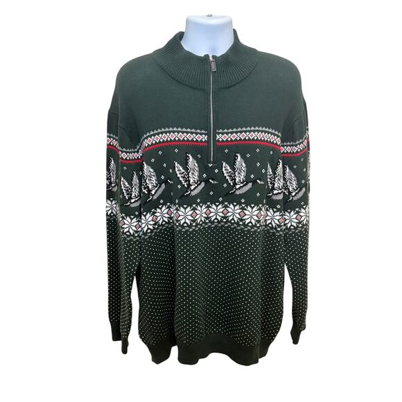 The Foundry Supply Co. Other - The Foundry Supply Co. 1/4 Zip Fair Isle Goose Sweater Size 2XL Heritage Cotton
